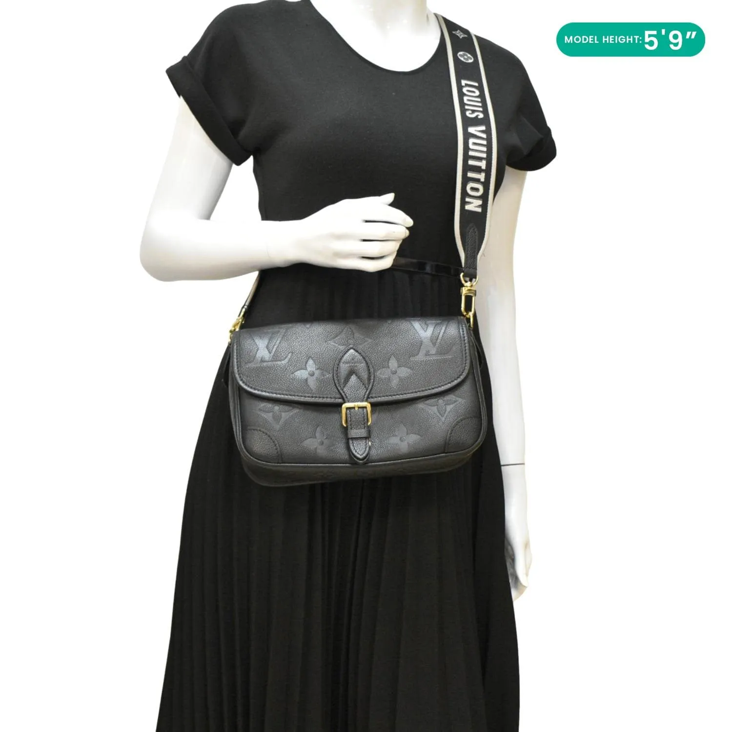 LOUIS VUITTON  Diane Empreinte Leather Crossbody Bag Black