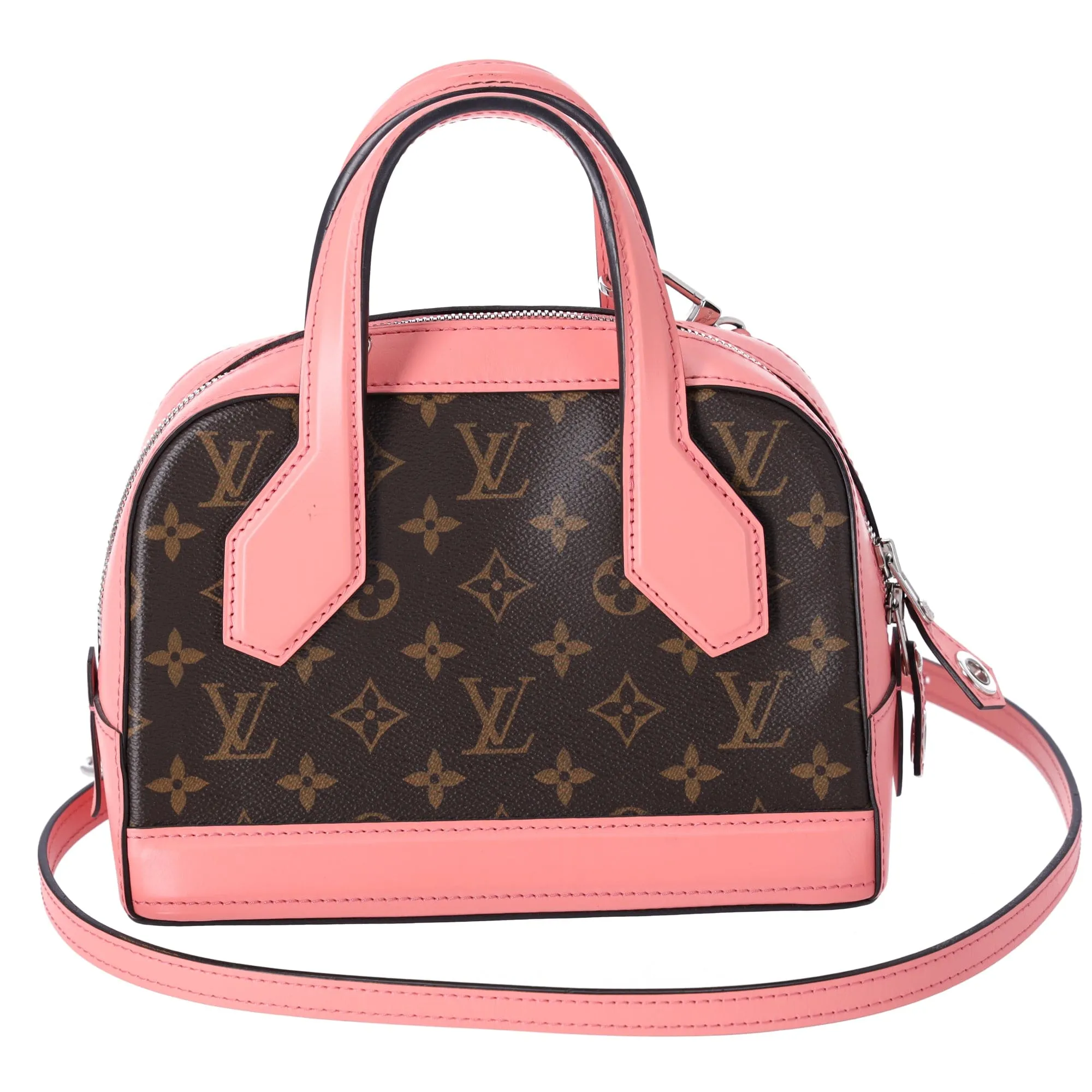 Louis Vuitton Dora Mini Monogram Handbag M41686 Rose Pink Brown Canvas
