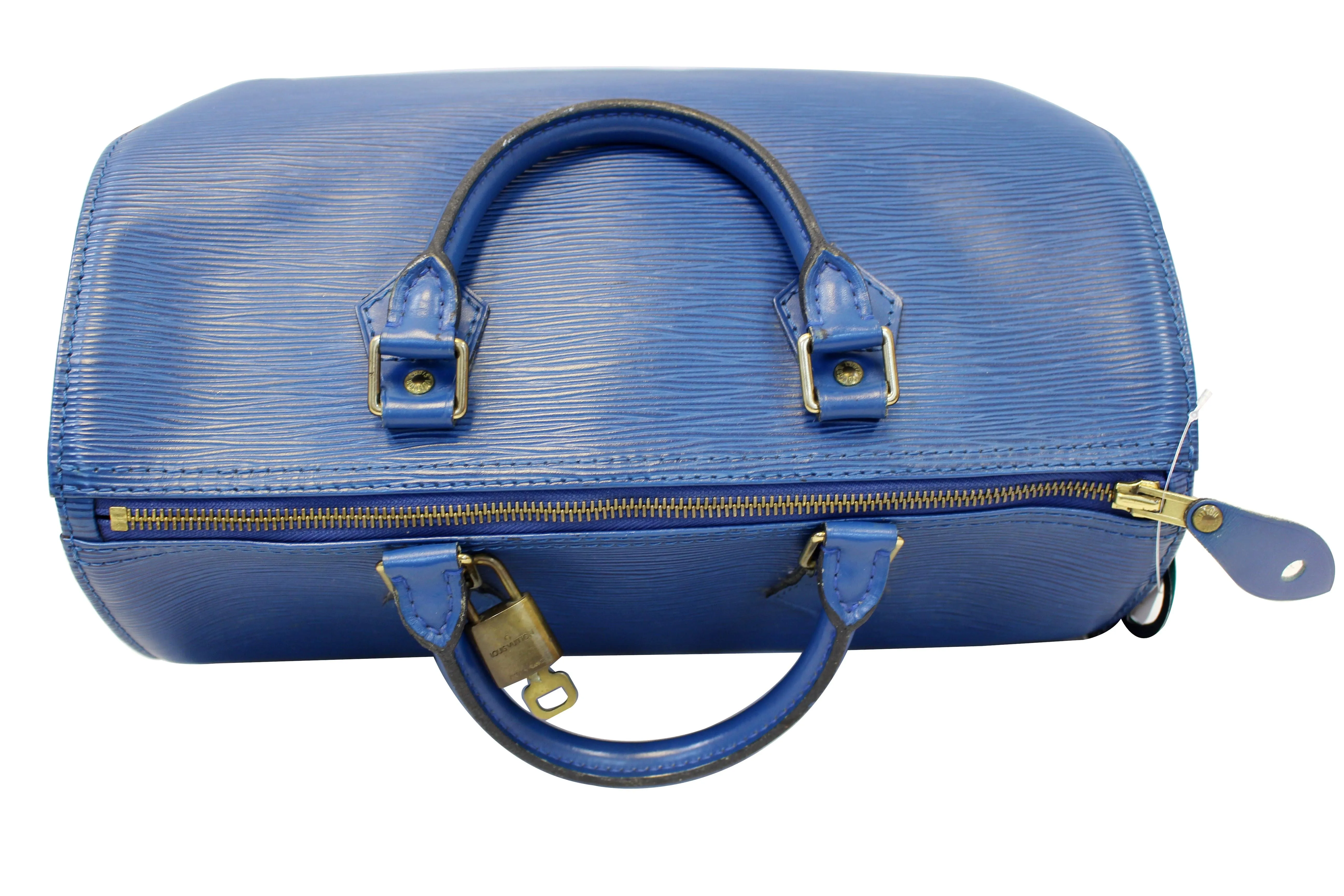 LOUIS VUITTON EPI Leather Blue Speedy 30 Satchel Bag