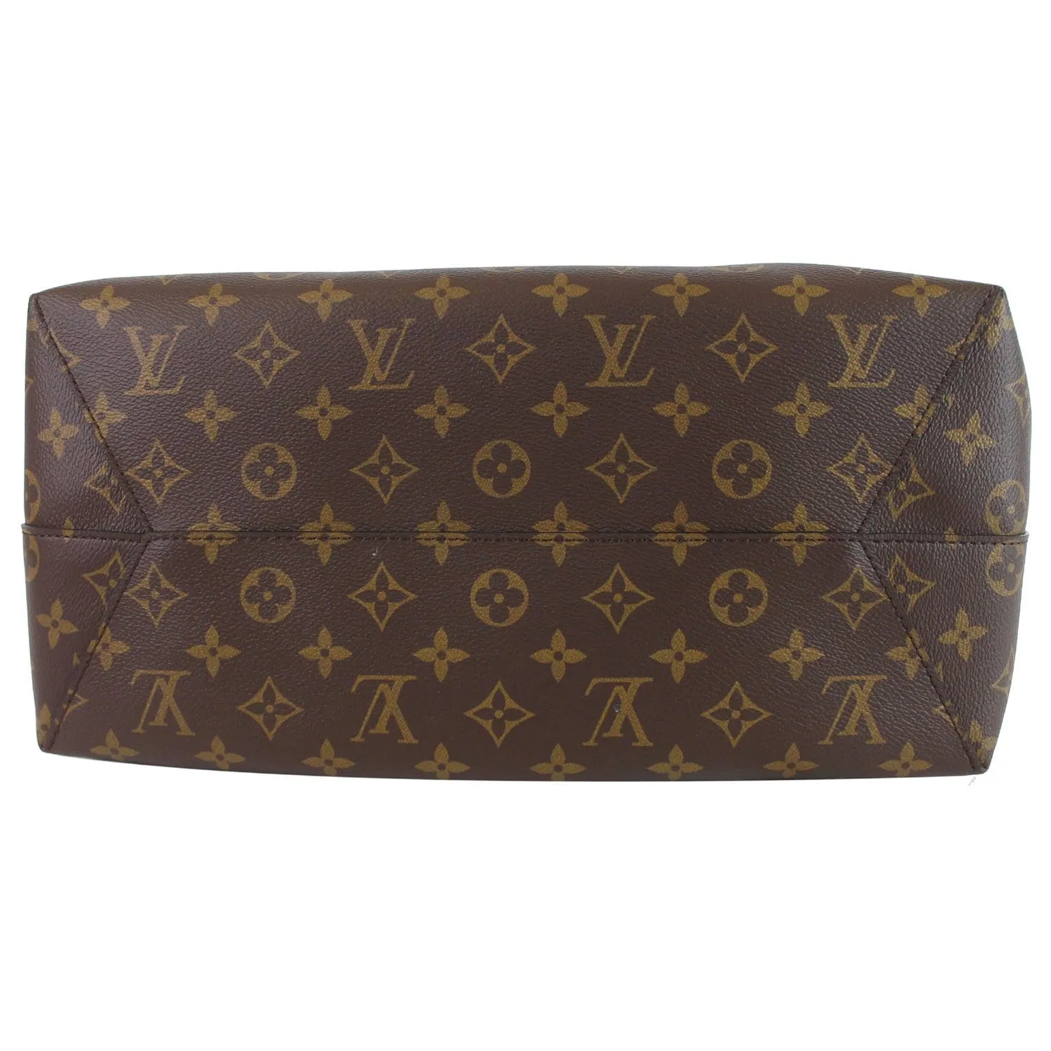 LOUIS VUITTON Flower Monogram Canvas Shoulder Hobo Bag Brown