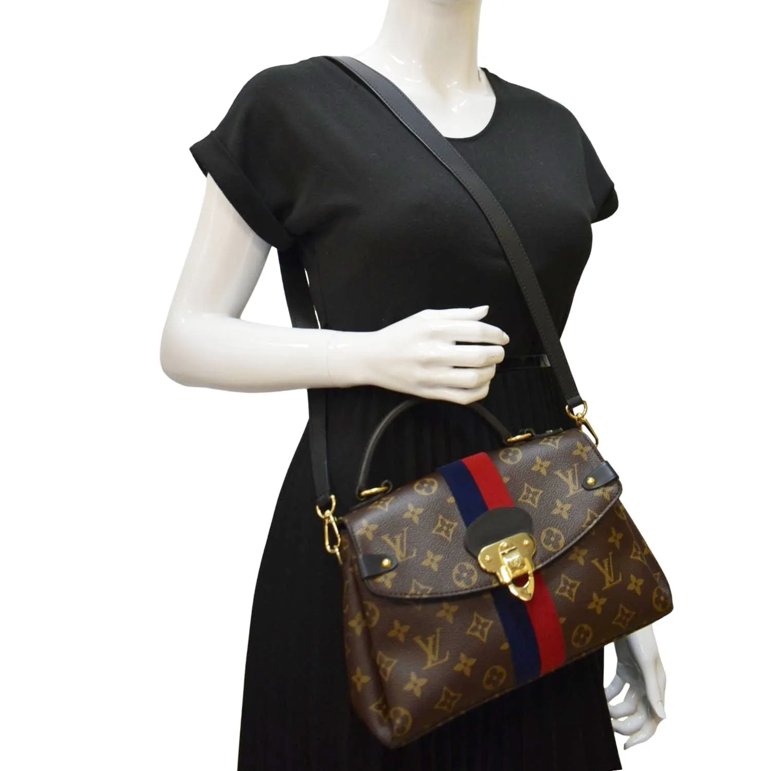 LOUIS VUITTON Georges BB Monogram Canvas Shoulder Bag Red