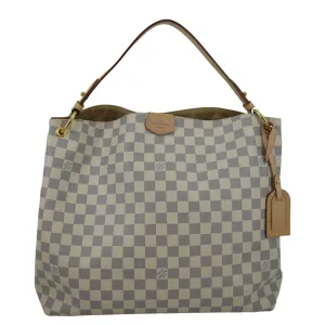 LOUIS VUITTON Graceful MM Damier Azur Hobo Shoulder Bag White
