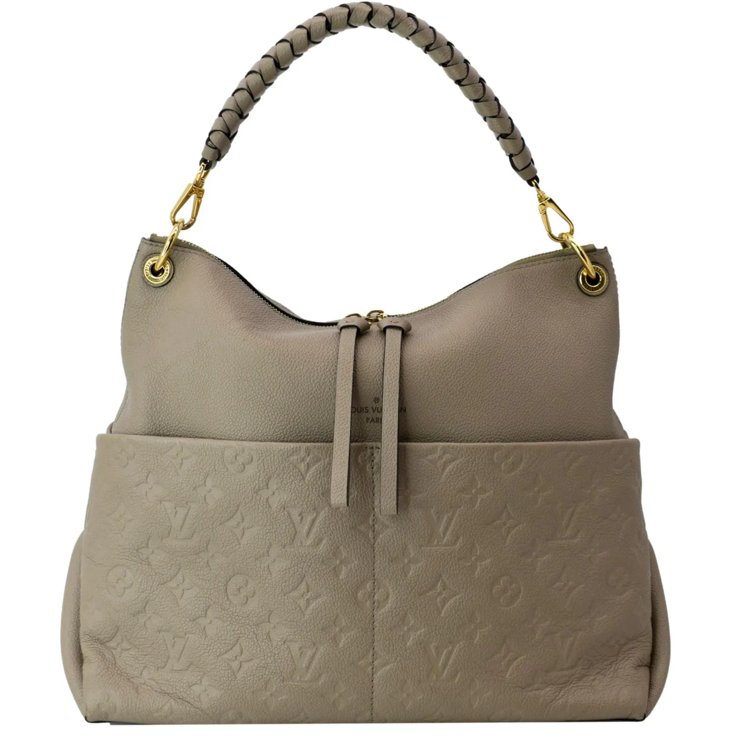 LOUIS VUITTON Maida Monogram Empreinte Leather Hobo Shoulder Bag Tourterelle
