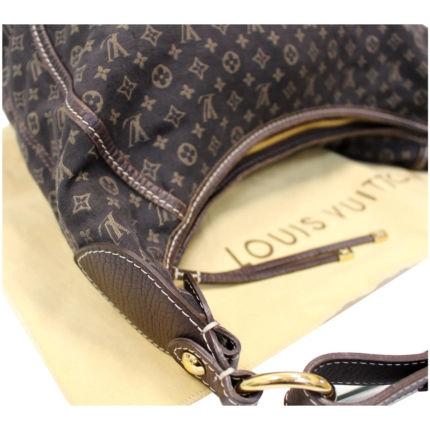 LOUIS VUITTON Manon MM Mini Lin Monogram Hobo Bag Black
