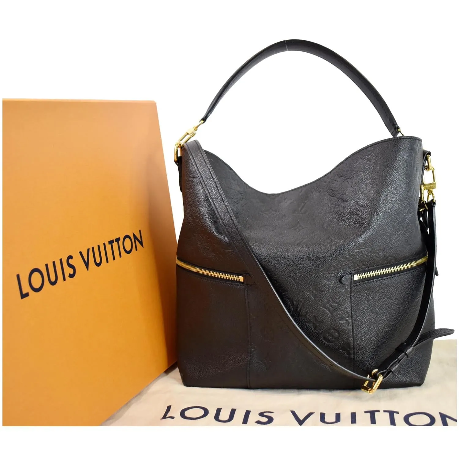LOUIS VUITTON Melie Empreinte Leather Hobo Shoulder Bag Black