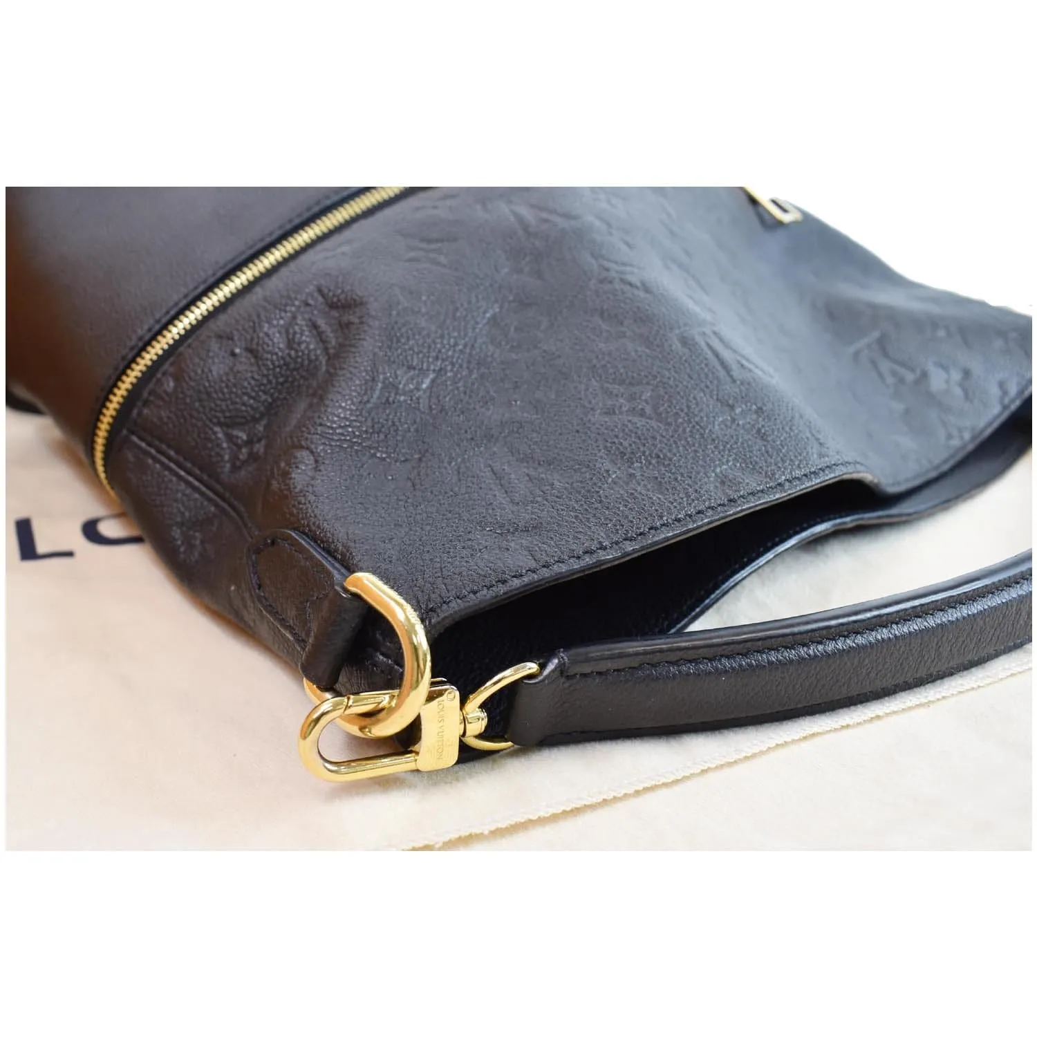 LOUIS VUITTON Melie Empreinte Leather Hobo Shoulder Bag Black