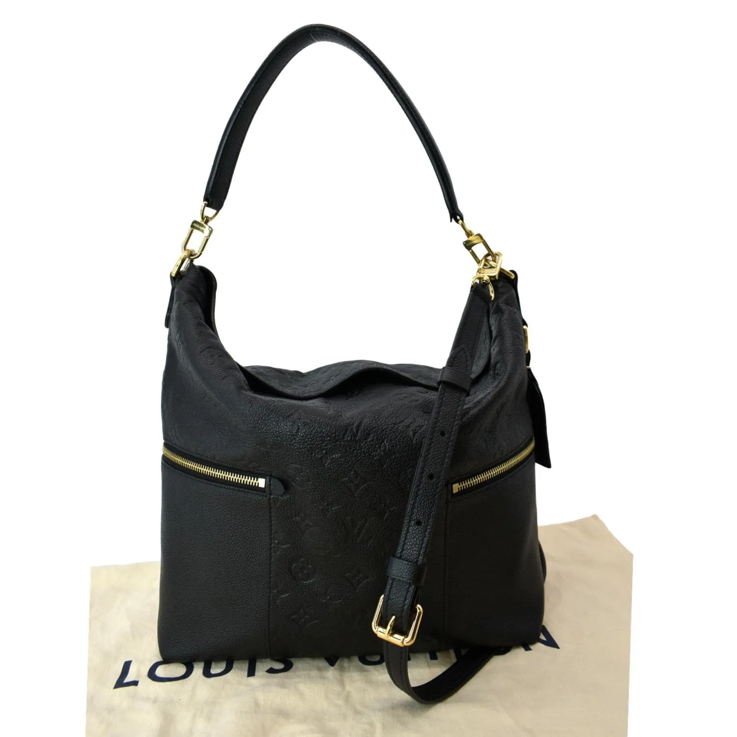 LOUIS VUITTON Melie Empreinte Leather Hobo Shoulder Bag Black
