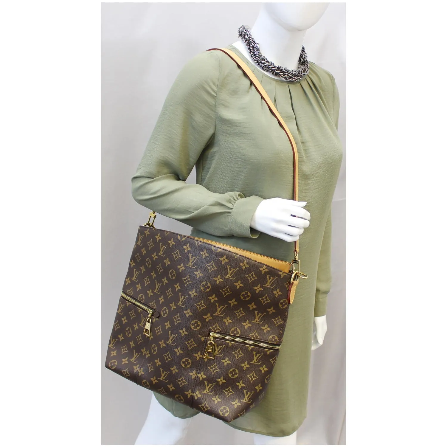 LOUIS VUITTON Melie Monogram Canvas Hobo Shoulder Bag Brown