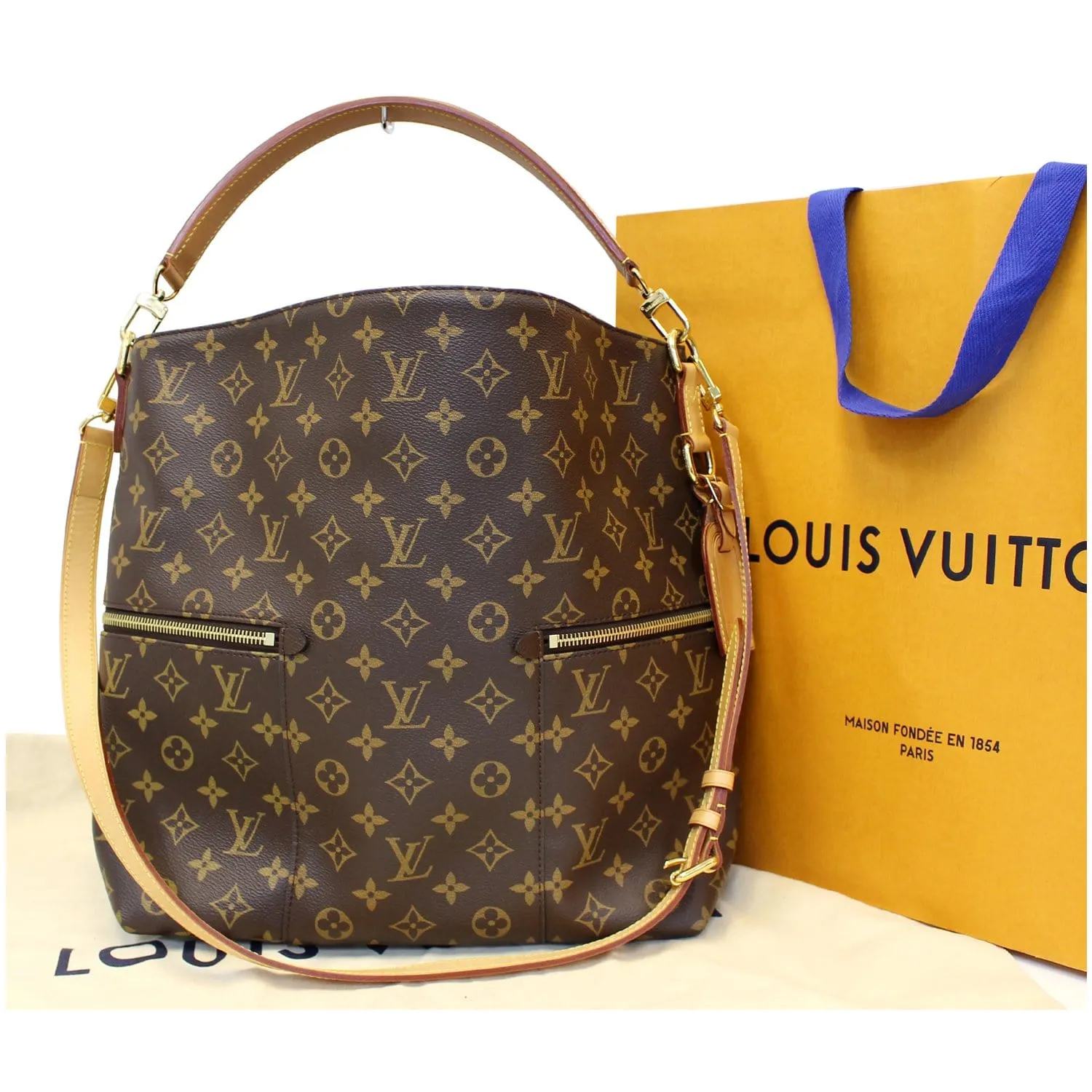 LOUIS VUITTON Melie Monogram Canvas Hobo Shoulder Bag Brown