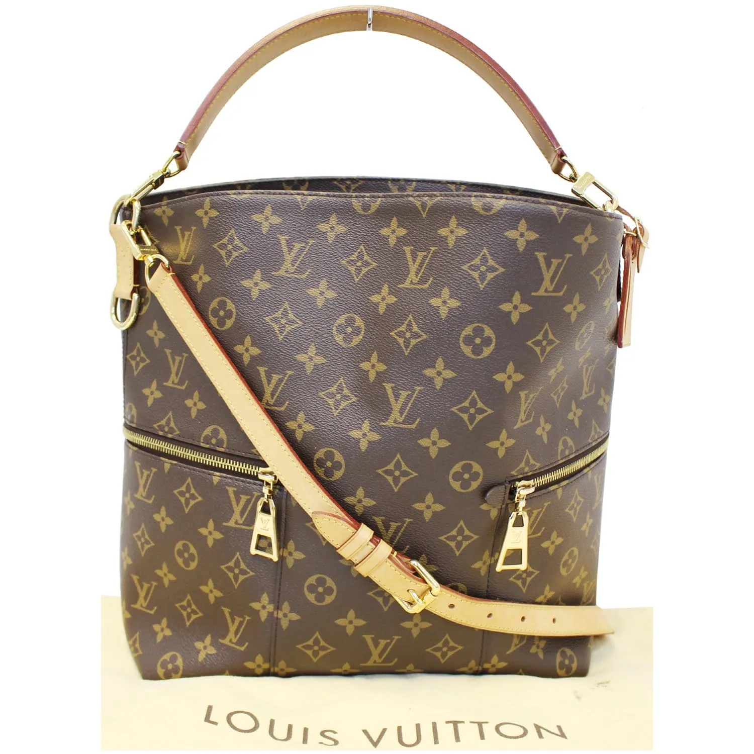 LOUIS VUITTON Melie Monogram Canvas Hobo Shoulder Bag Brown