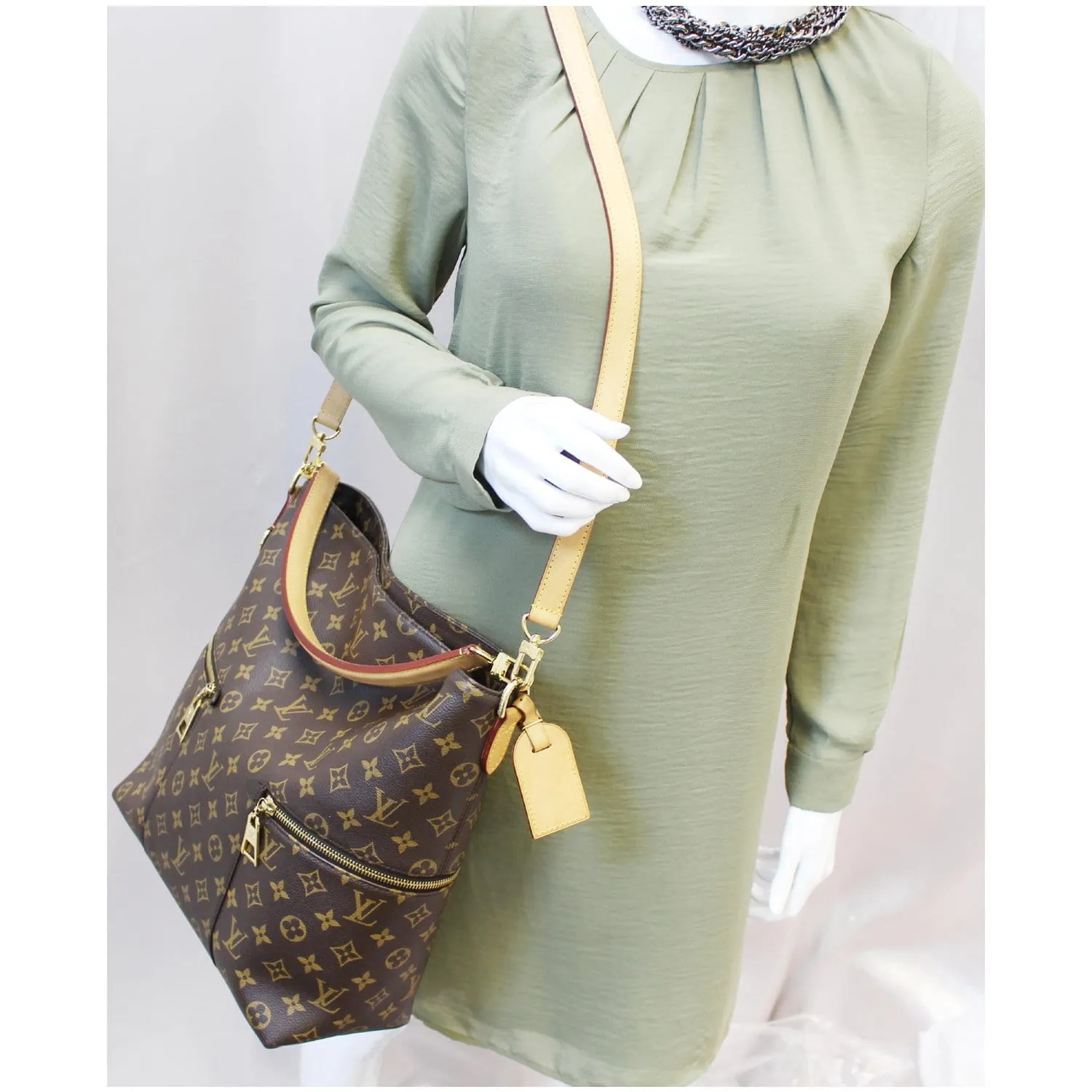 LOUIS VUITTON Melie Monogram Canvas Hobo Shoulder Bag Brown