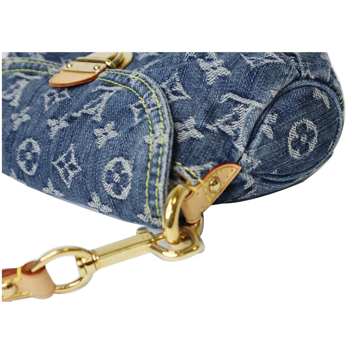 LOUIS VUITTON Mini Pleaty Monogram Denim Shoulder Handbag Blue