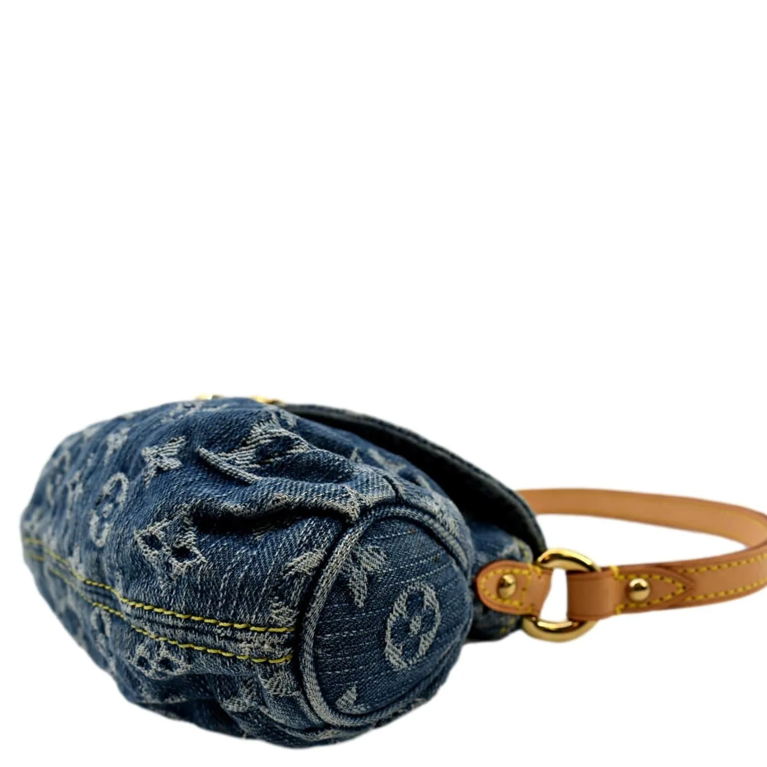 LOUIS VUITTON Mini Pleaty Monogram Denim Shoulder Handbag Blue