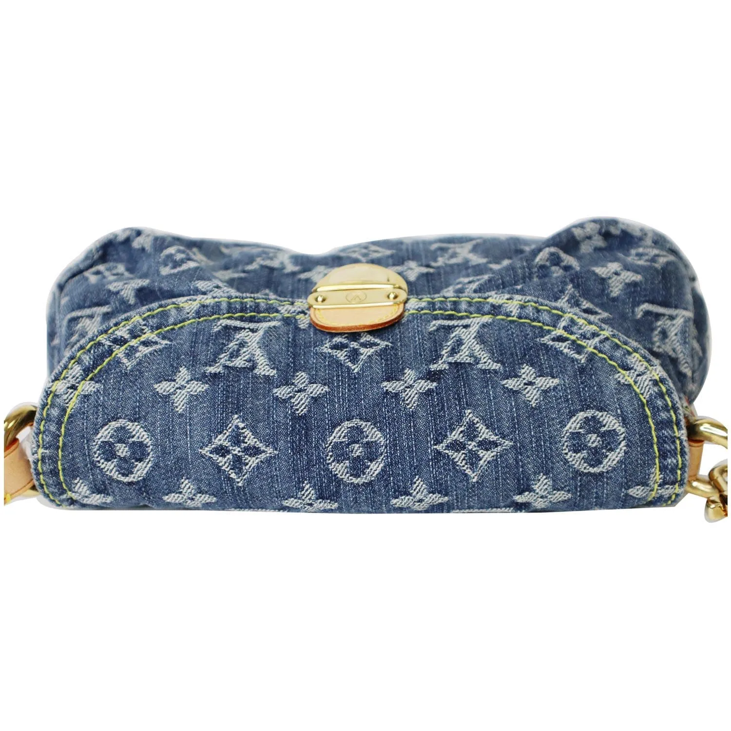 LOUIS VUITTON Mini Pleaty Monogram Denim Shoulder Handbag Blue