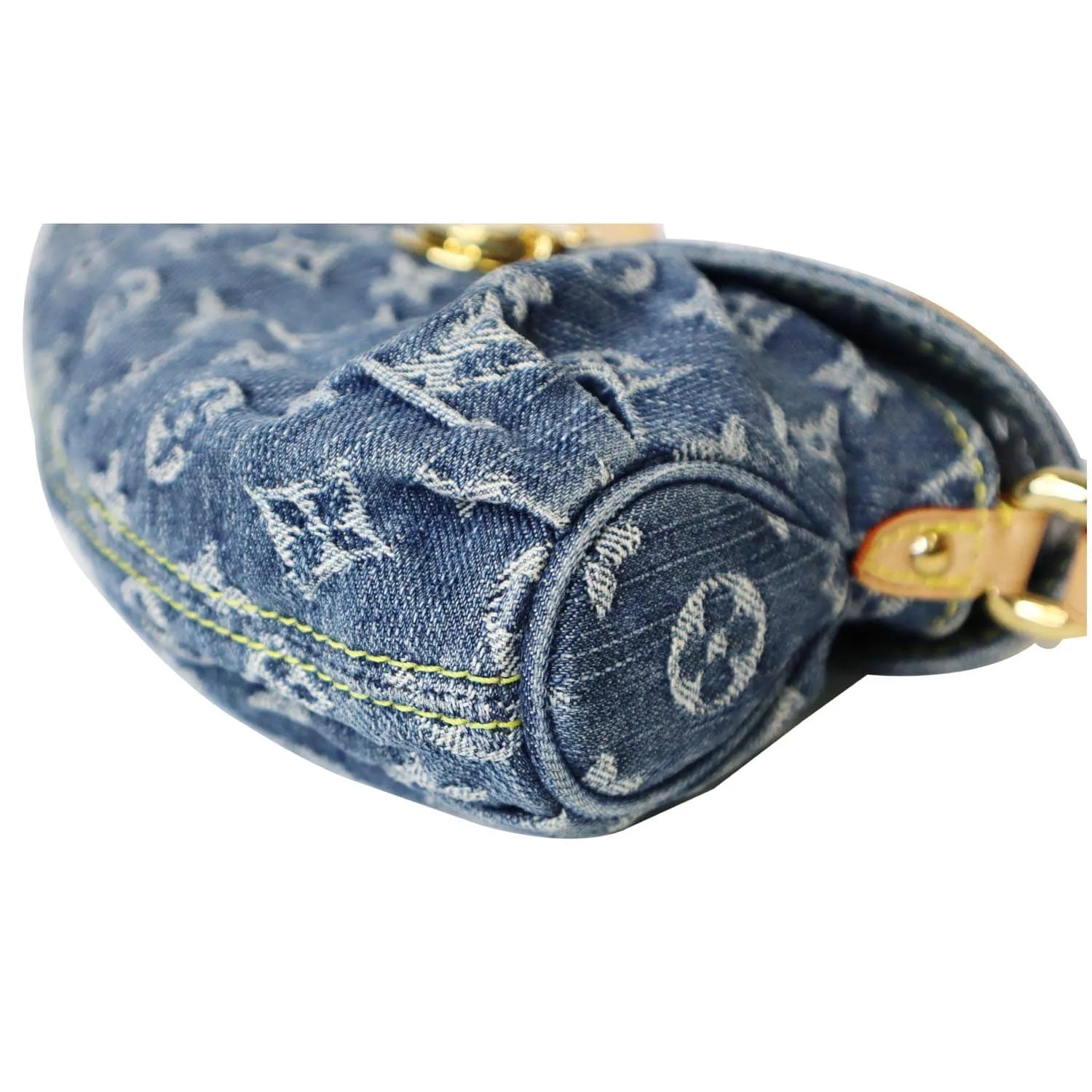 LOUIS VUITTON Mini Pleaty Monogram Denim Shoulder Handbag Blue