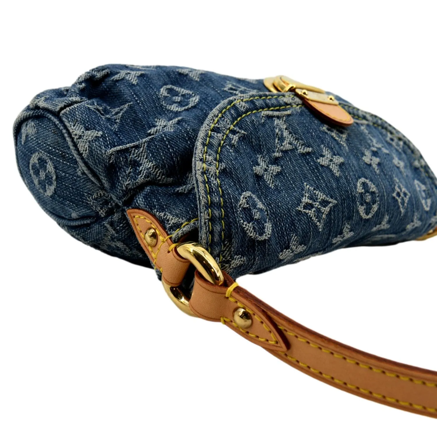 LOUIS VUITTON Mini Pleaty Monogram Denim Shoulder Handbag Blue