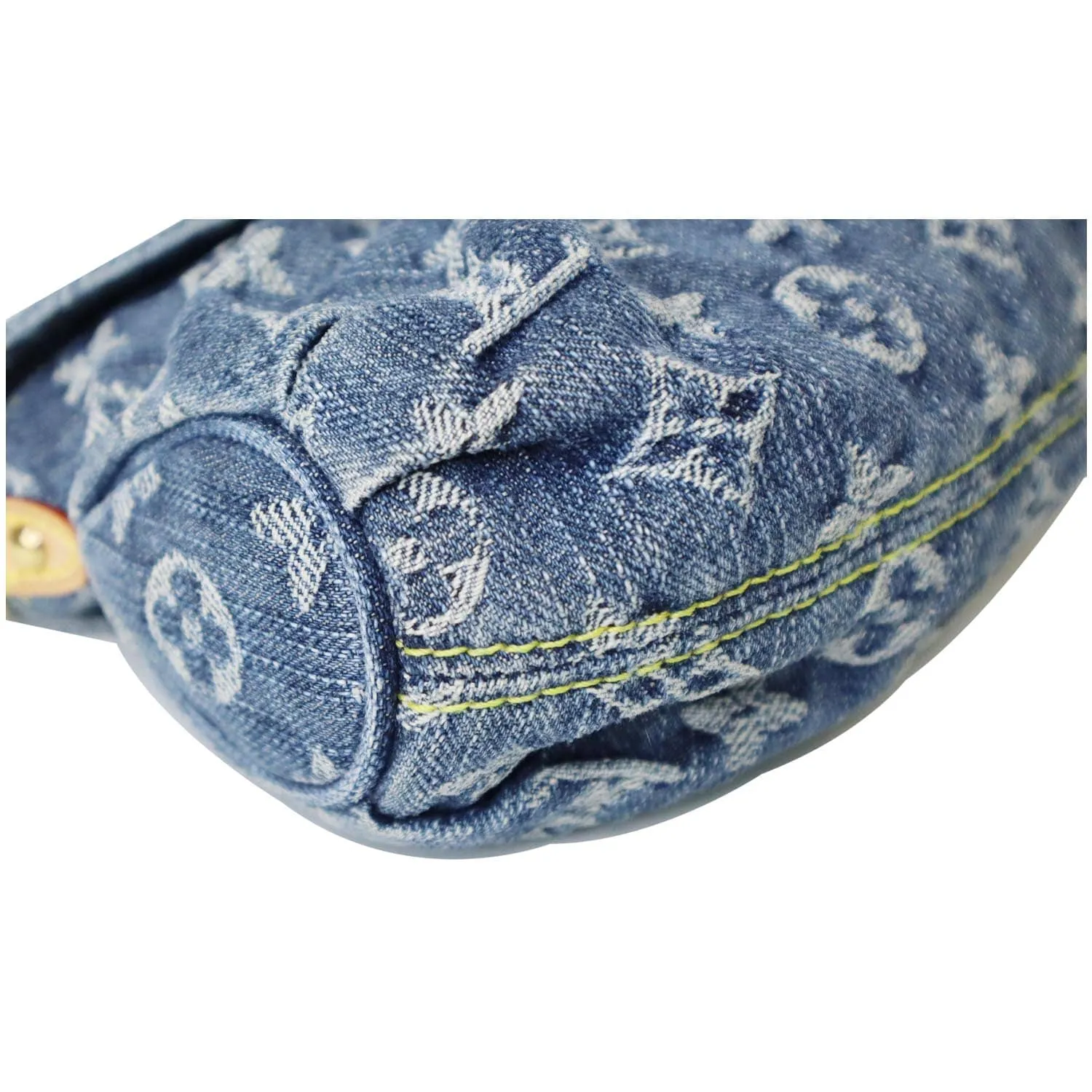LOUIS VUITTON Mini Pleaty Monogram Denim Shoulder Handbag Blue