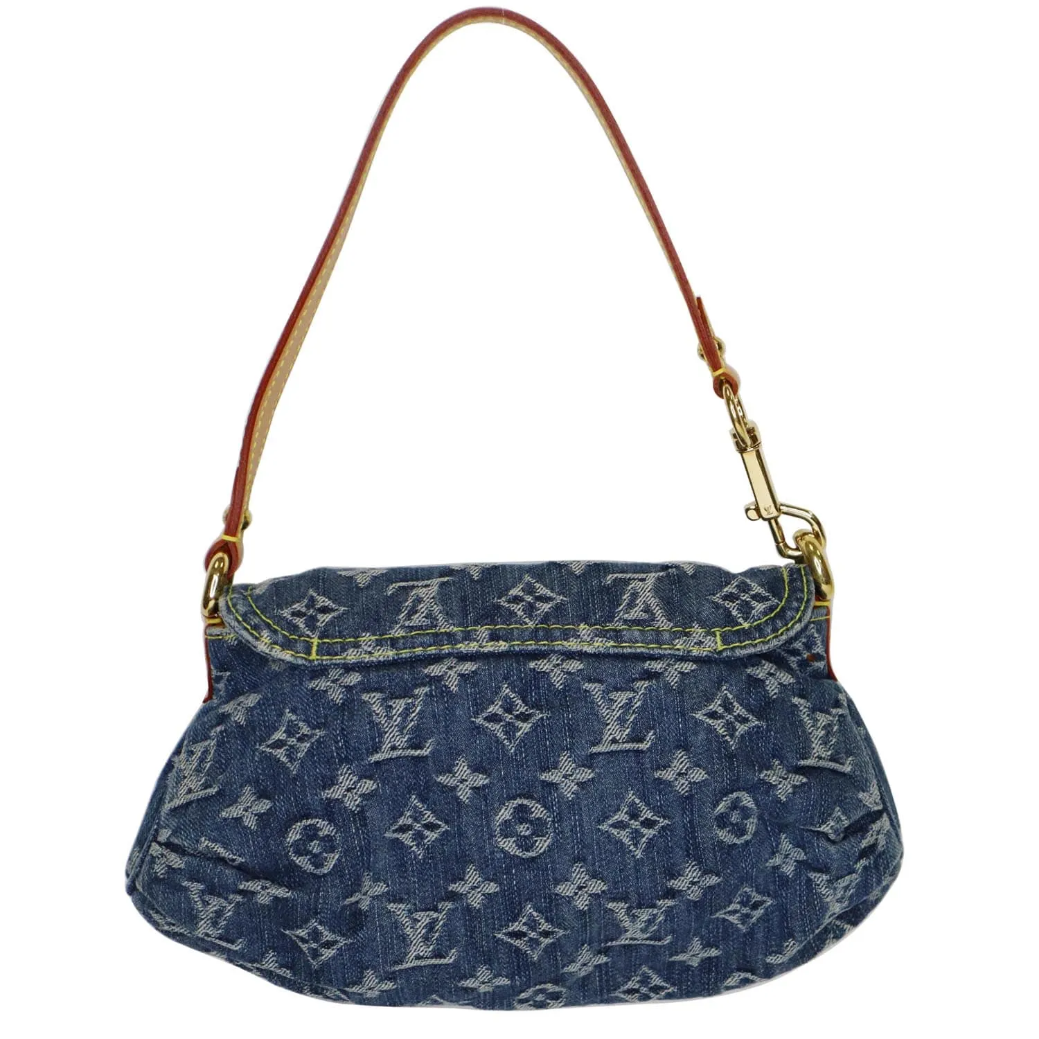 LOUIS VUITTON Mini Pleaty Monogram Denim Shoulder Handbag Blue