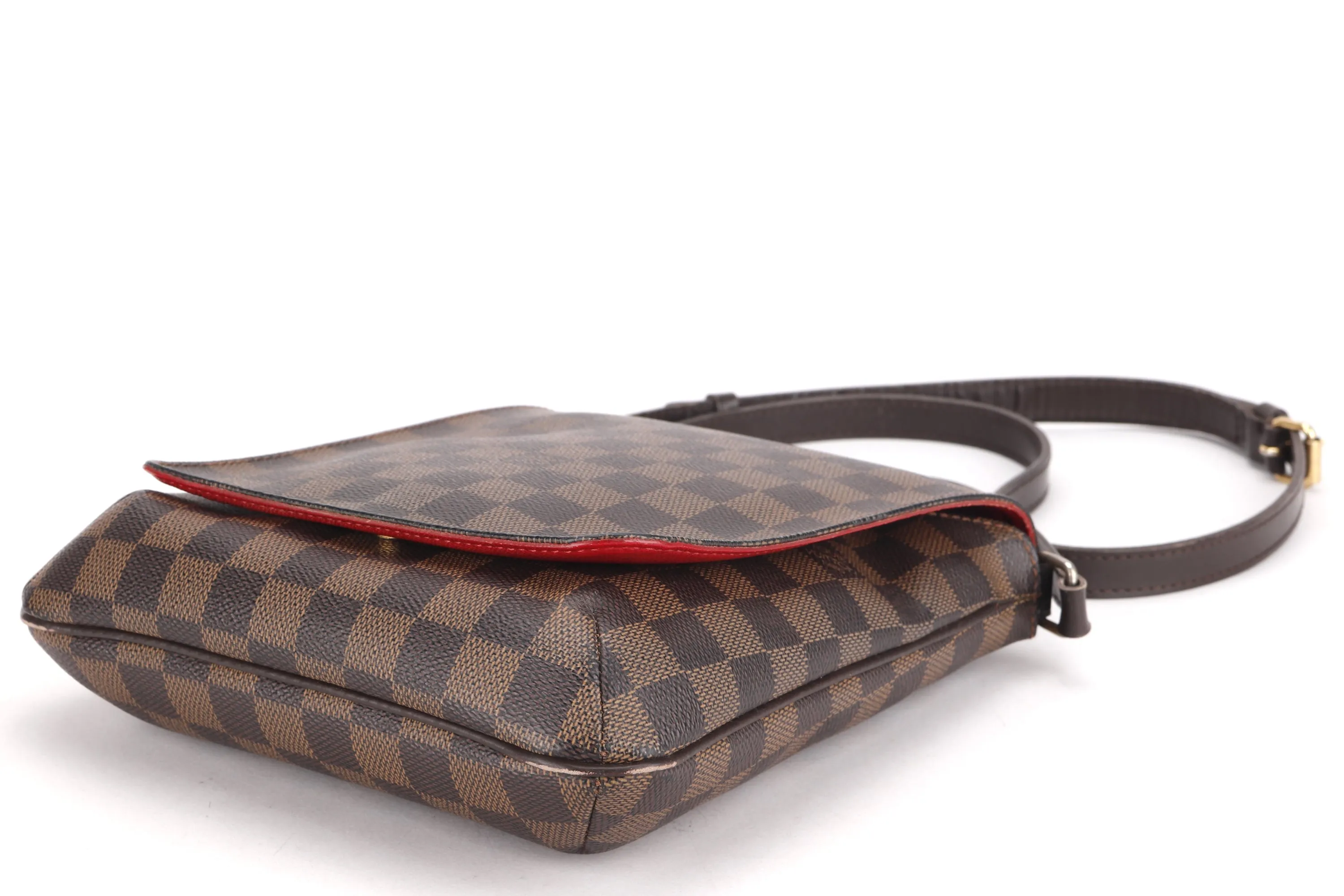 LOUIS VUITTON N51302 MUSETTE DAMIER EBENE CANVAS CROSSBODY (TH3089), NO DUST COVER