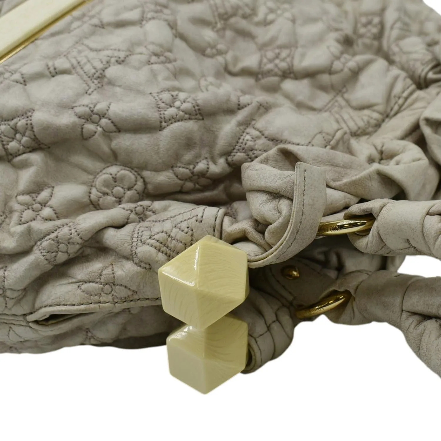 LOUIS VUITTON Olympe PM Monogram Leather Satchel Shoulder Bag Cream