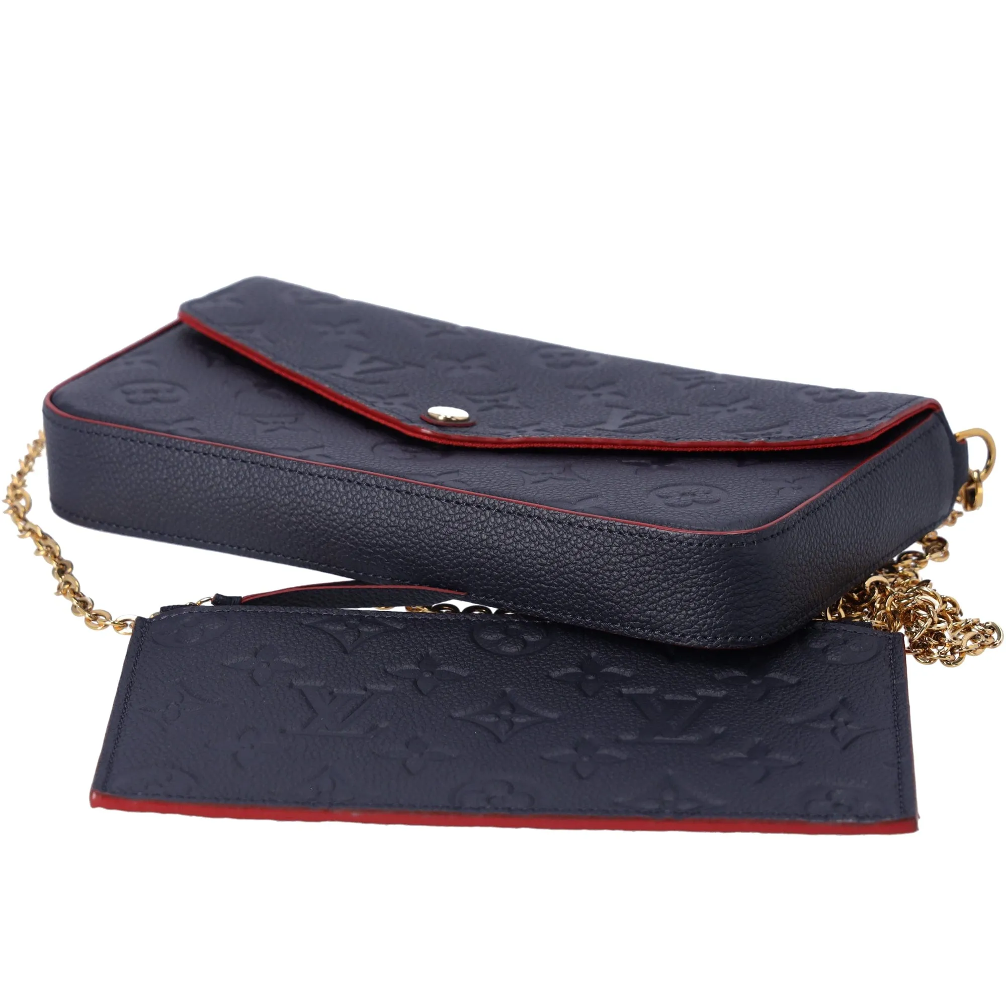 Louis Vuitton Pouchette Felice Monogram Empreinte Crossbody Marine Rouge