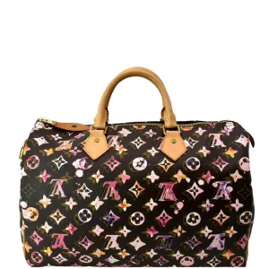 LOUIS VUITTON Richard Prince Speedy 35 Monogram Canvas Satchel Bag Multicolor