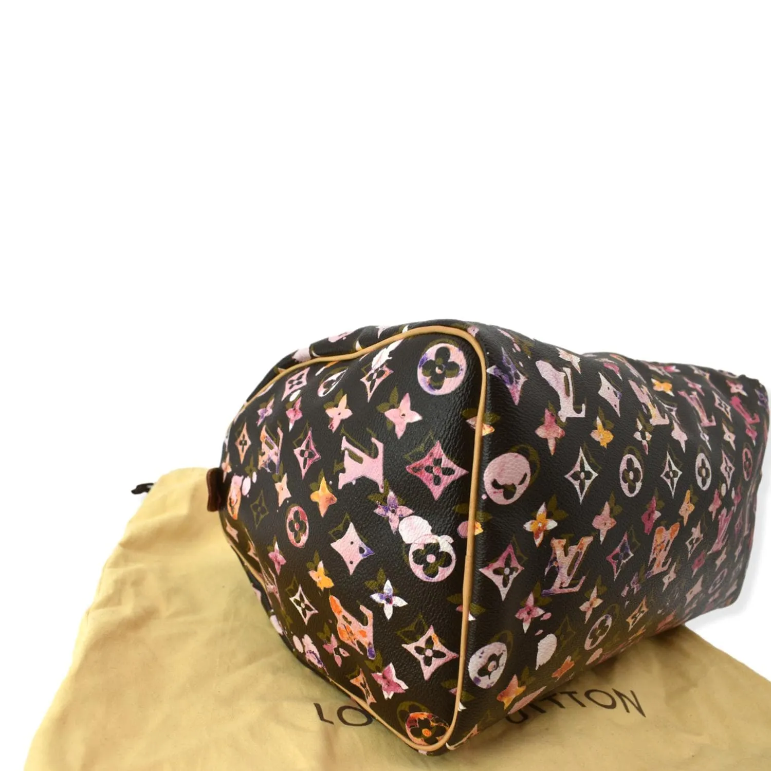 LOUIS VUITTON Richard Prince Speedy 35 Monogram Canvas Satchel Bag Multicolor