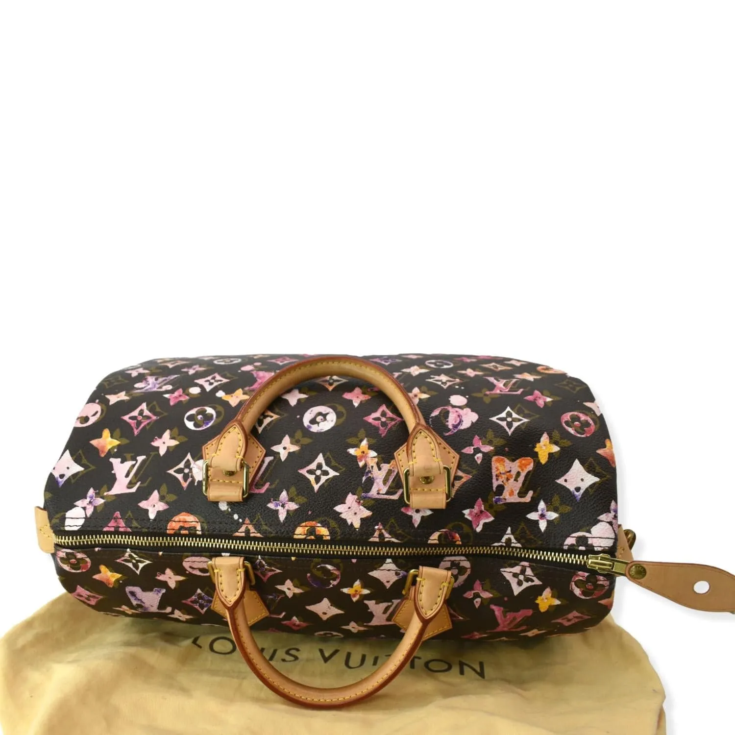 LOUIS VUITTON Richard Prince Speedy 35 Monogram Canvas Satchel Bag Multicolor