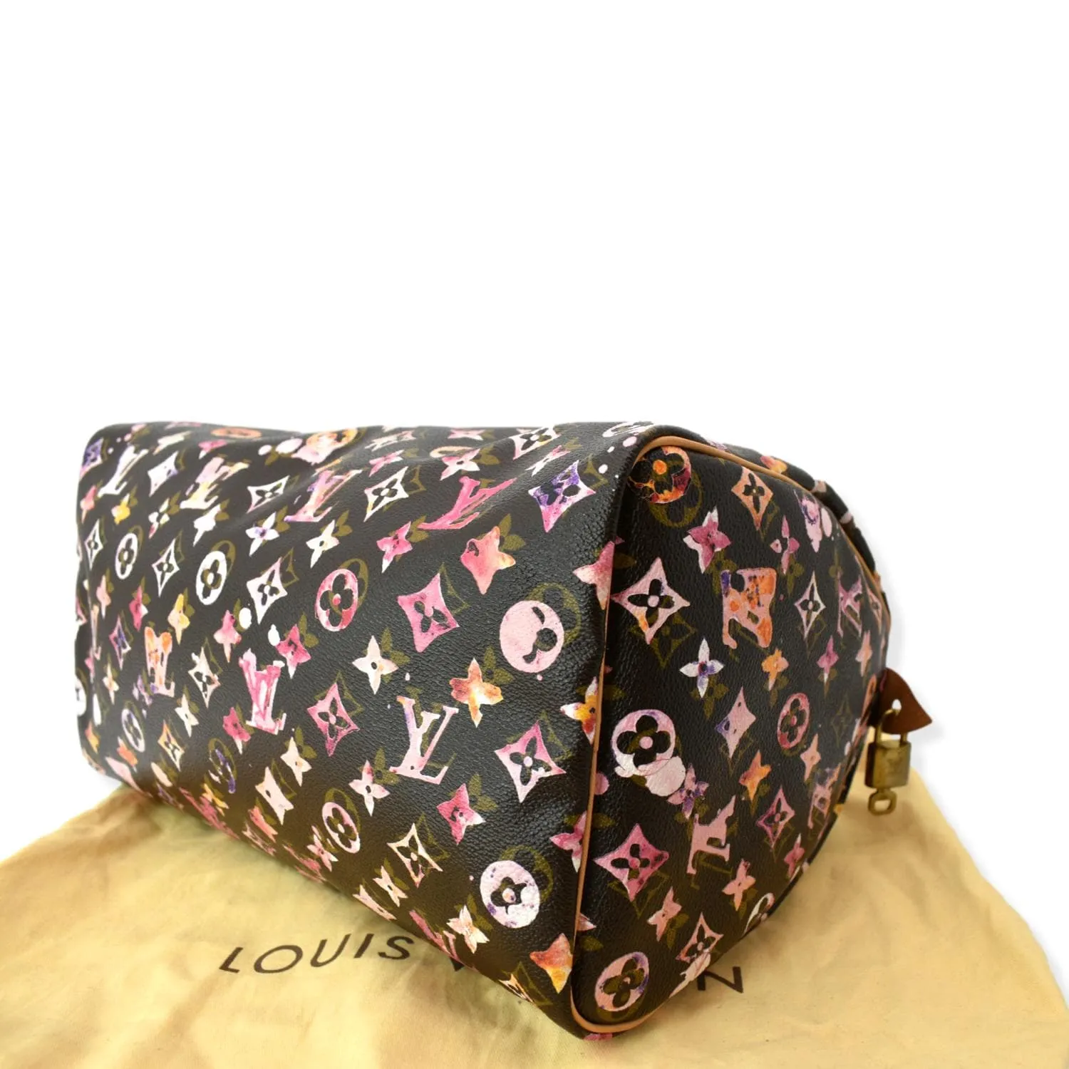 LOUIS VUITTON Richard Prince Speedy 35 Monogram Canvas Satchel Bag Multicolor