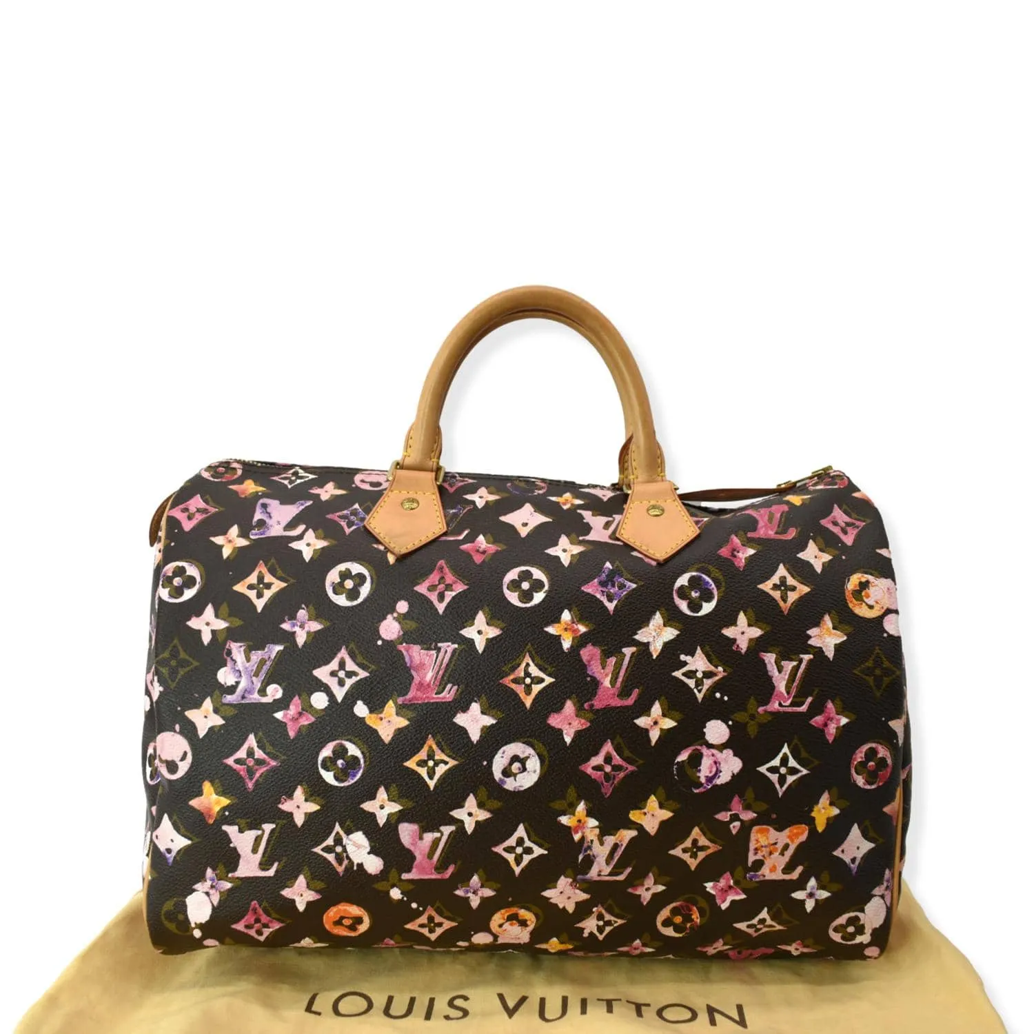 LOUIS VUITTON Richard Prince Speedy 35 Monogram Canvas Satchel Bag Multicolor