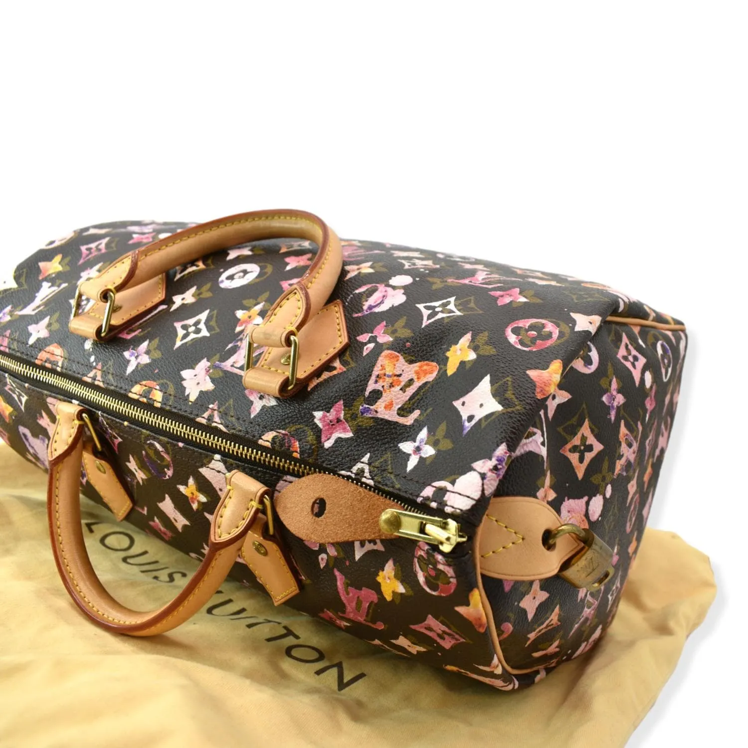 LOUIS VUITTON Richard Prince Speedy 35 Monogram Canvas Satchel Bag Multicolor