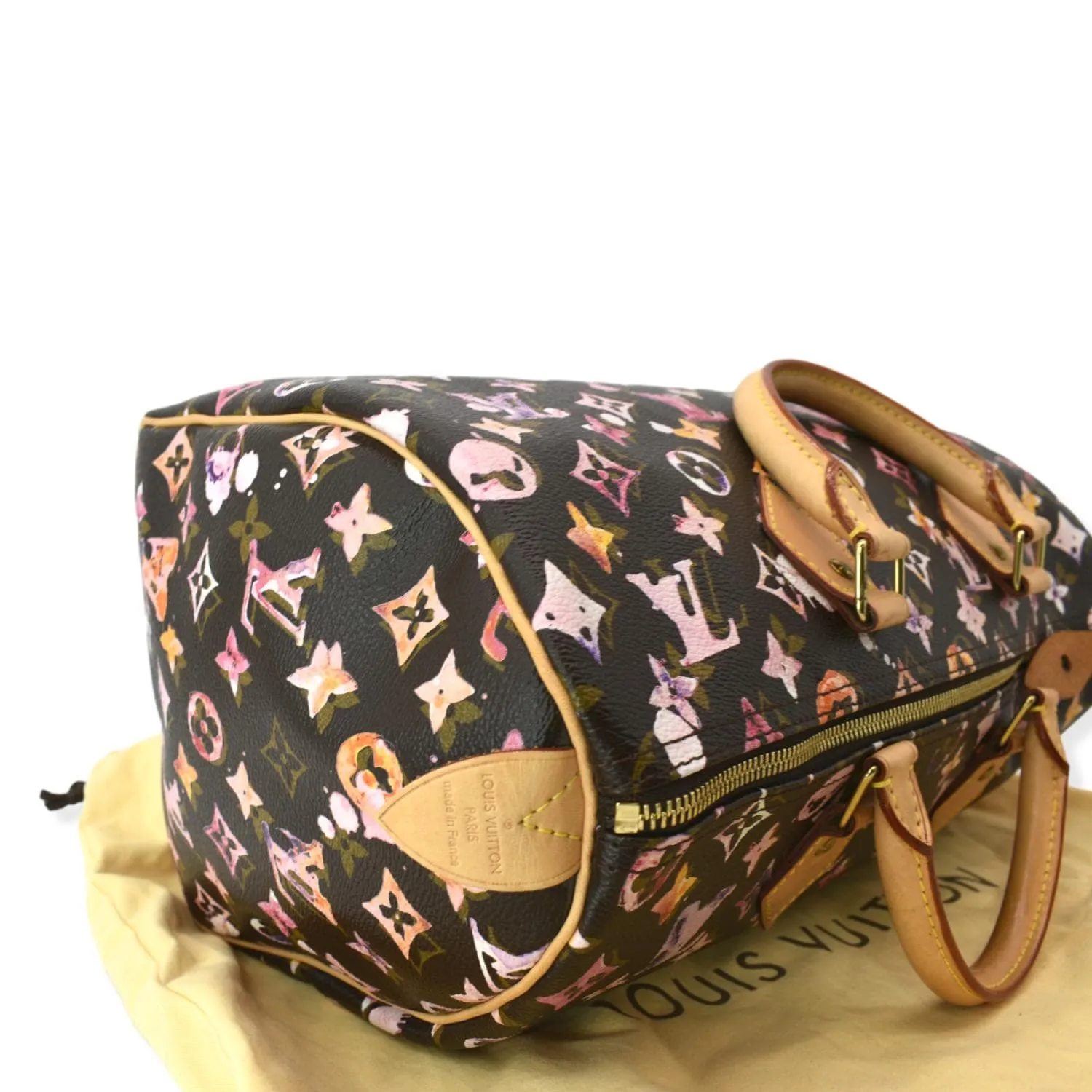 LOUIS VUITTON Richard Prince Speedy 35 Monogram Canvas Satchel Bag Multicolor