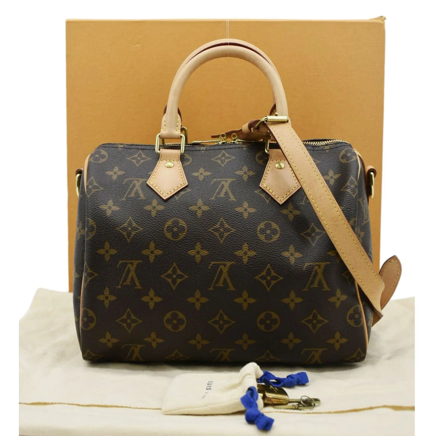 LOUIS VUITTON Speedy 25 Bandouliere Monogram Canvas Shoulder Bag Brown