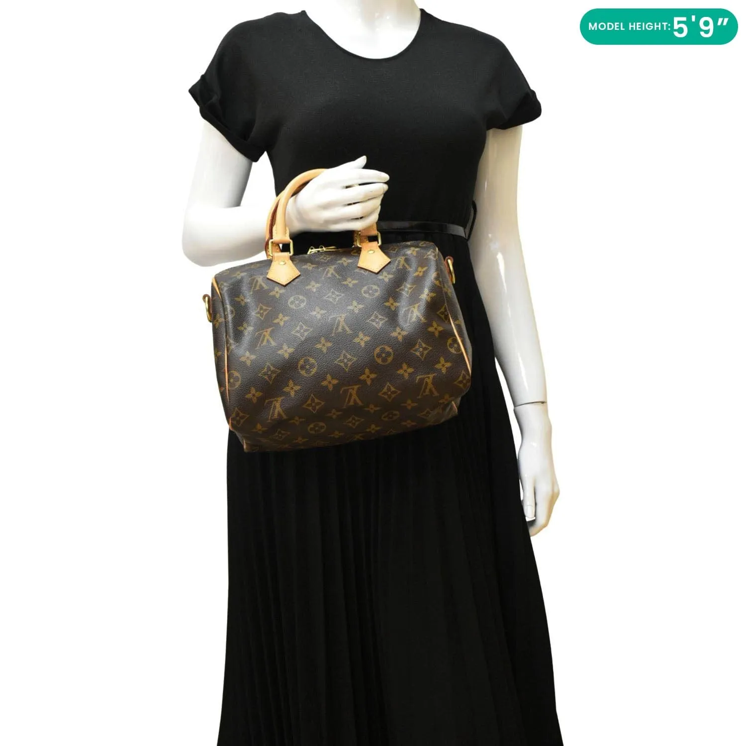 LOUIS VUITTON Speedy 25 Bandouliere Monogram Canvas Shoulder Bag Brown