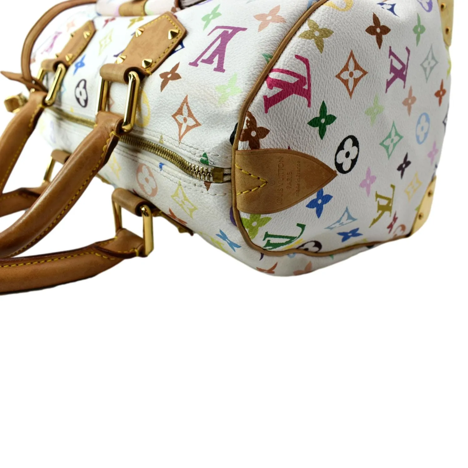 LOUIS VUITTON Speedy 30 Monogram Multicolor Satchel Bag White