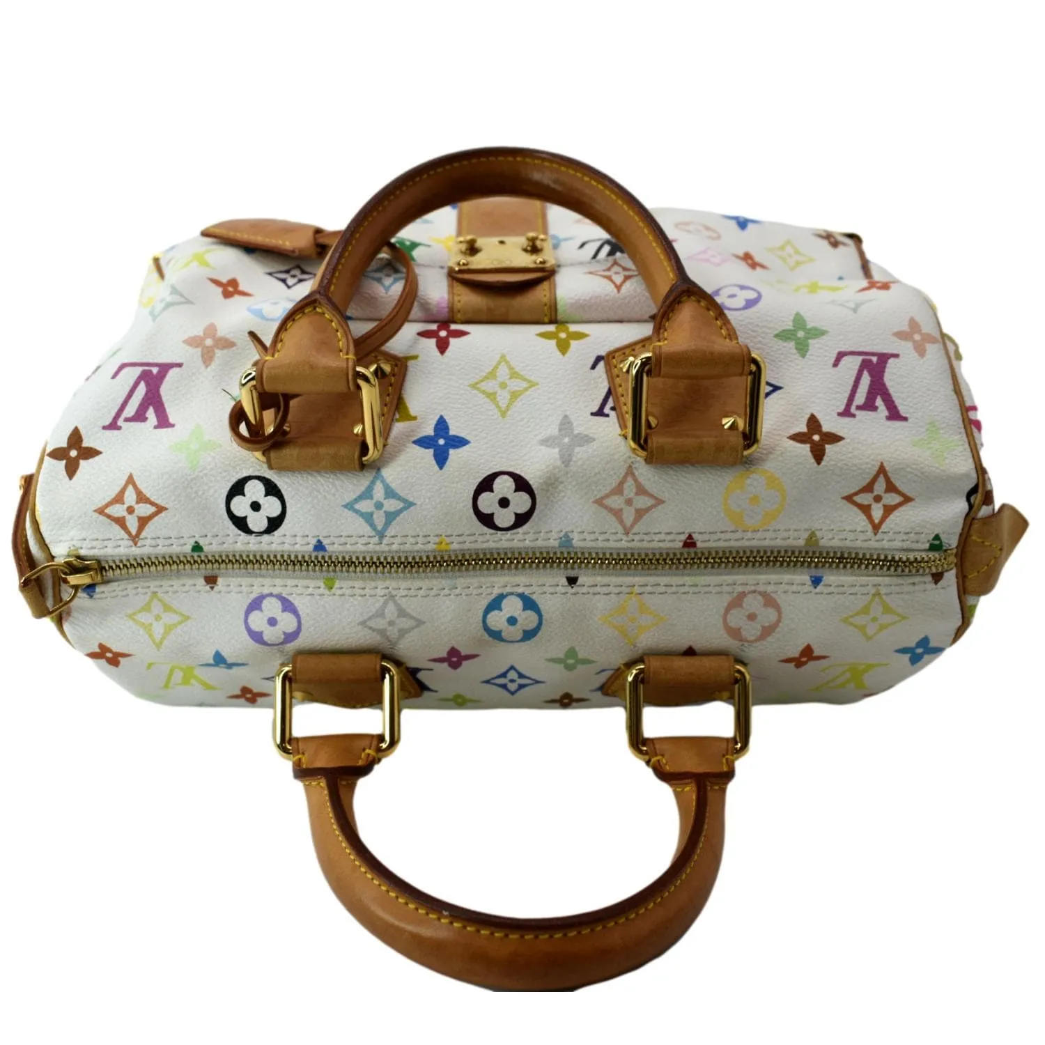 LOUIS VUITTON Speedy 30 Monogram Multicolor Satchel Bag White