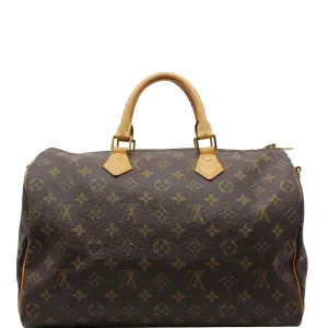 LOUIS VUITTON Speedy 35 Bandouliere Monogram Canvas Shoulder Bag Brown