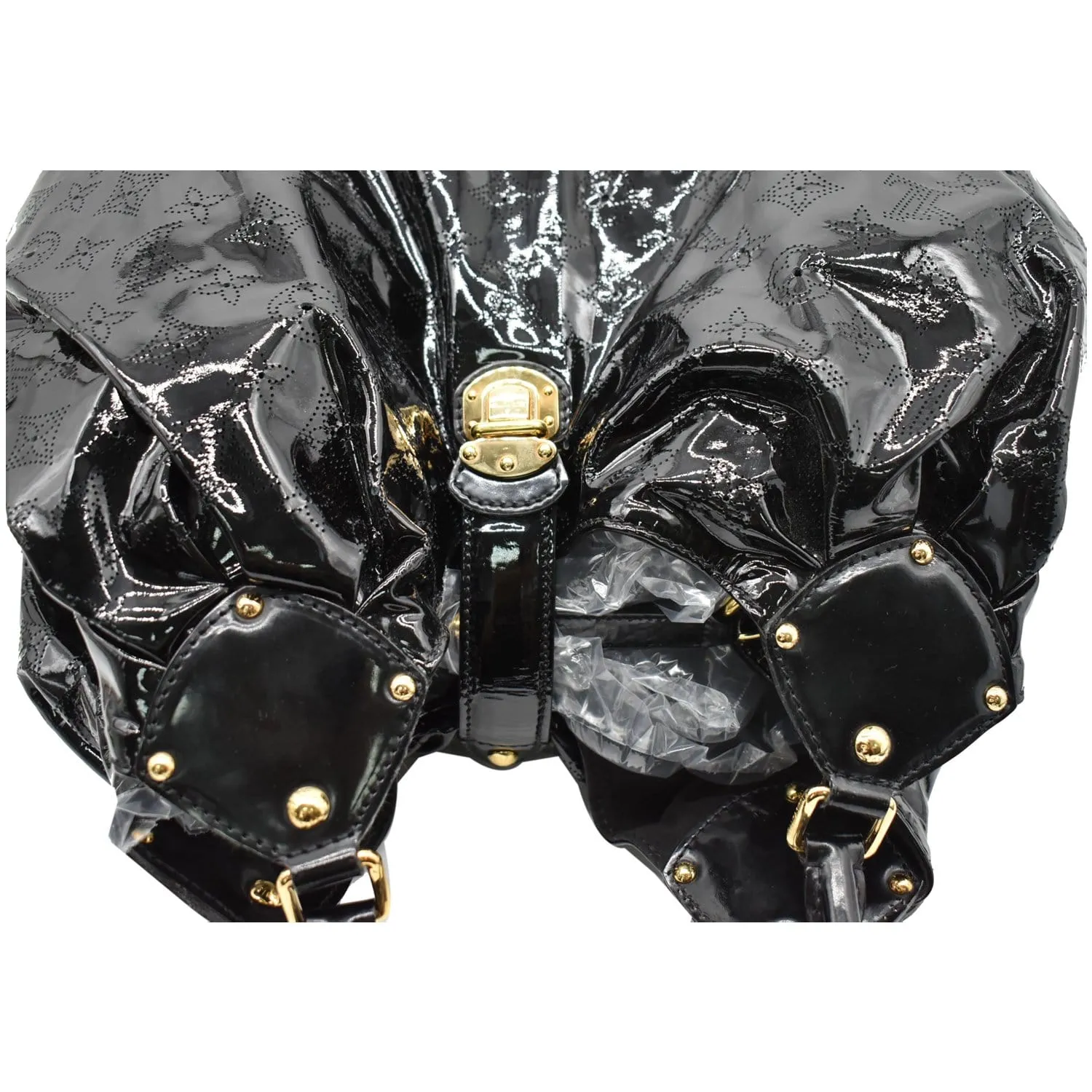 LOUIS VUITTON Surya Mahina XL Limited Edition Black Patent Leather Hobo Bag Black