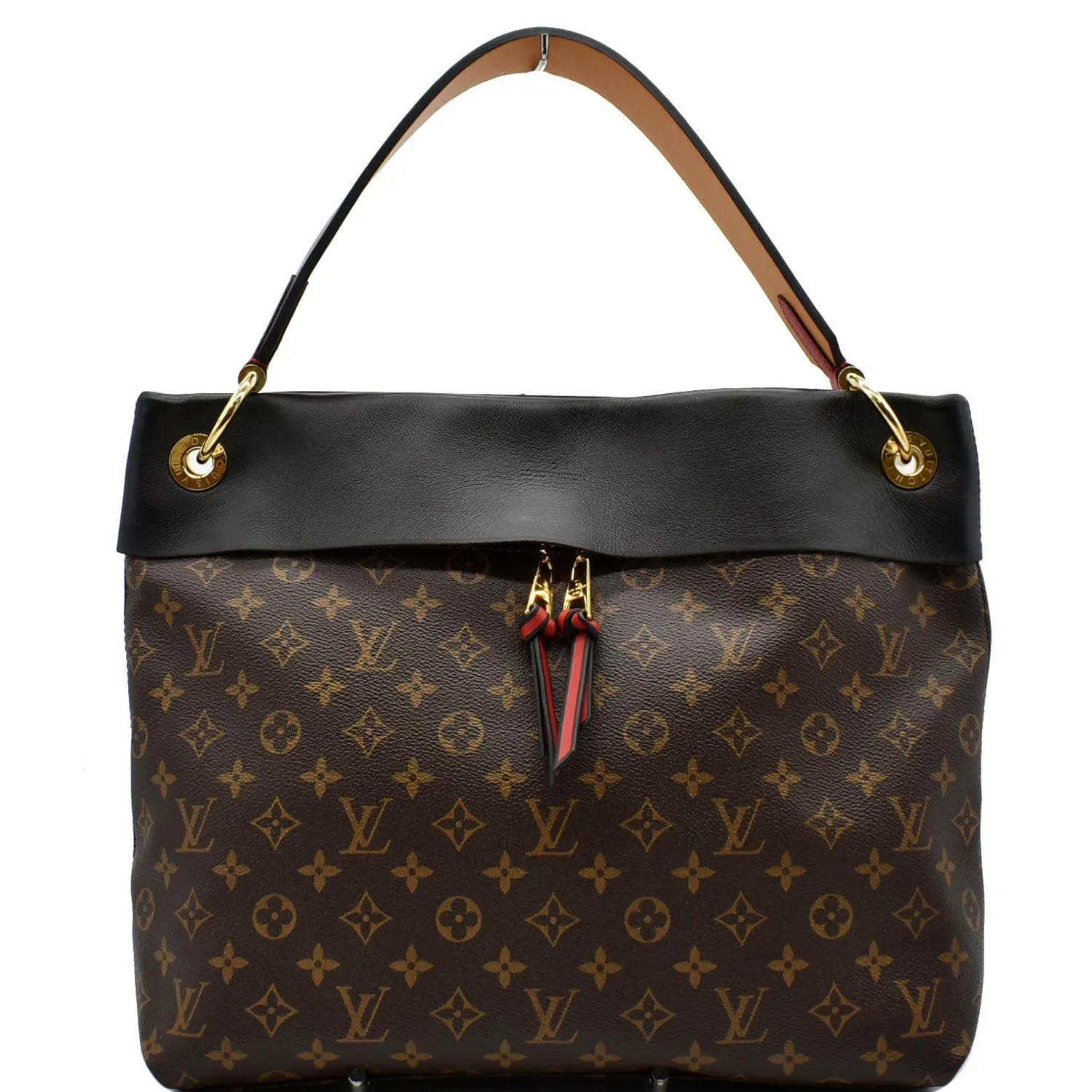 LOUIS VUITTON Tuileries Monogram Canvas Hobo Bag Black