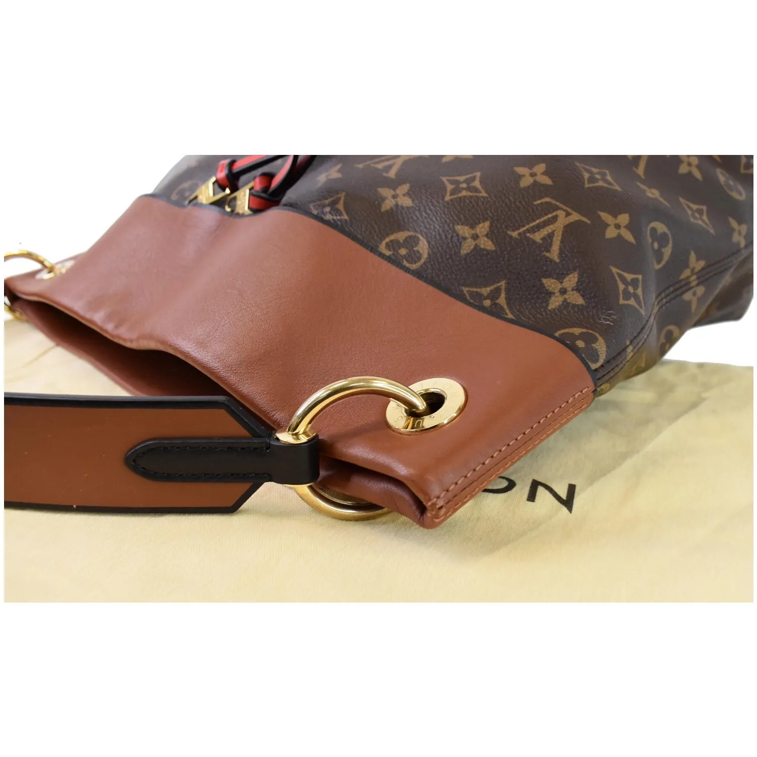 LOUIS VUITTON Tuileries Monogram Canvas Hobo Bag Caramel