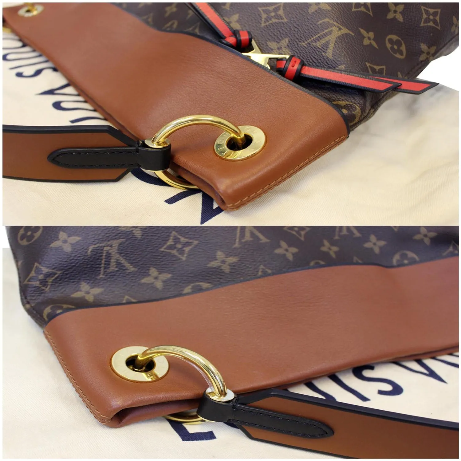 LOUIS VUITTON Tuileries Monogram Canvas Hobo Bag Caramel