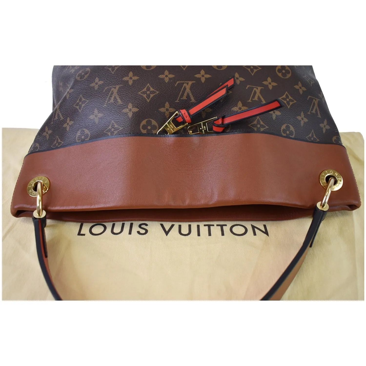LOUIS VUITTON Tuileries Monogram Canvas Hobo Bag Caramel