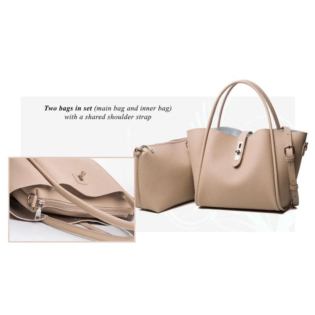 <bold>Tote & Crossbody Bag Set <br>Vegan-Leather