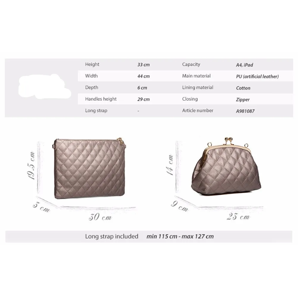 <bold>Tote Crossbody Bag & Purse Set <br>Vegan-Leather