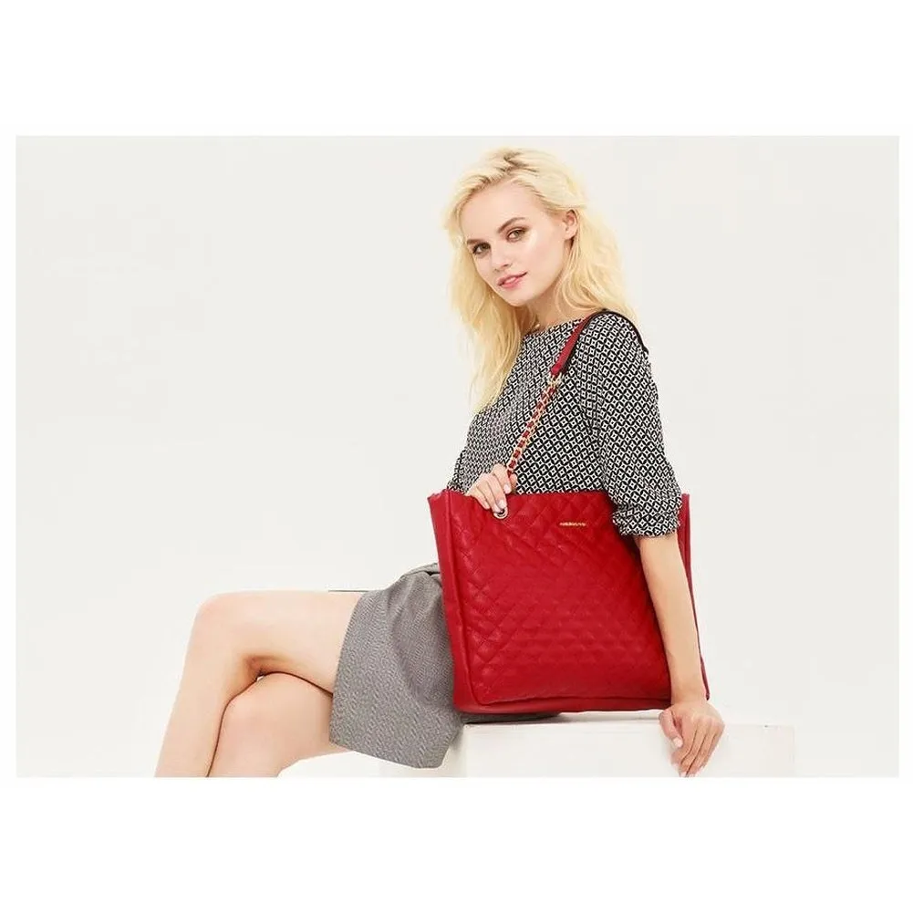 <bold>Tote Crossbody Bag & Purse Set <br>Vegan-Leather