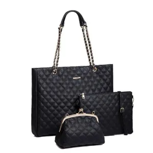 <bold>Tote Crossbody Bag & Purse Set <br>Vegan-Leather