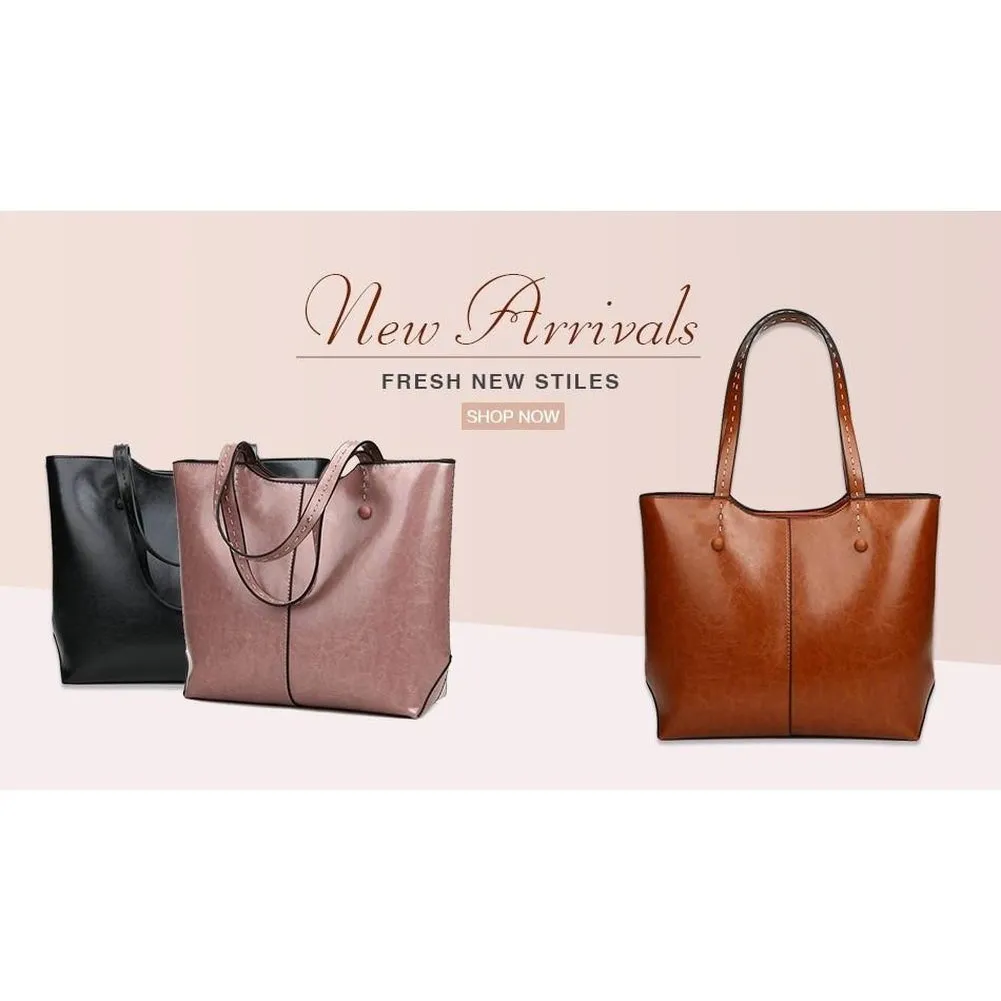 <bold>Tote Crossbody Bag & Purse Set <br>Vegan-Leather