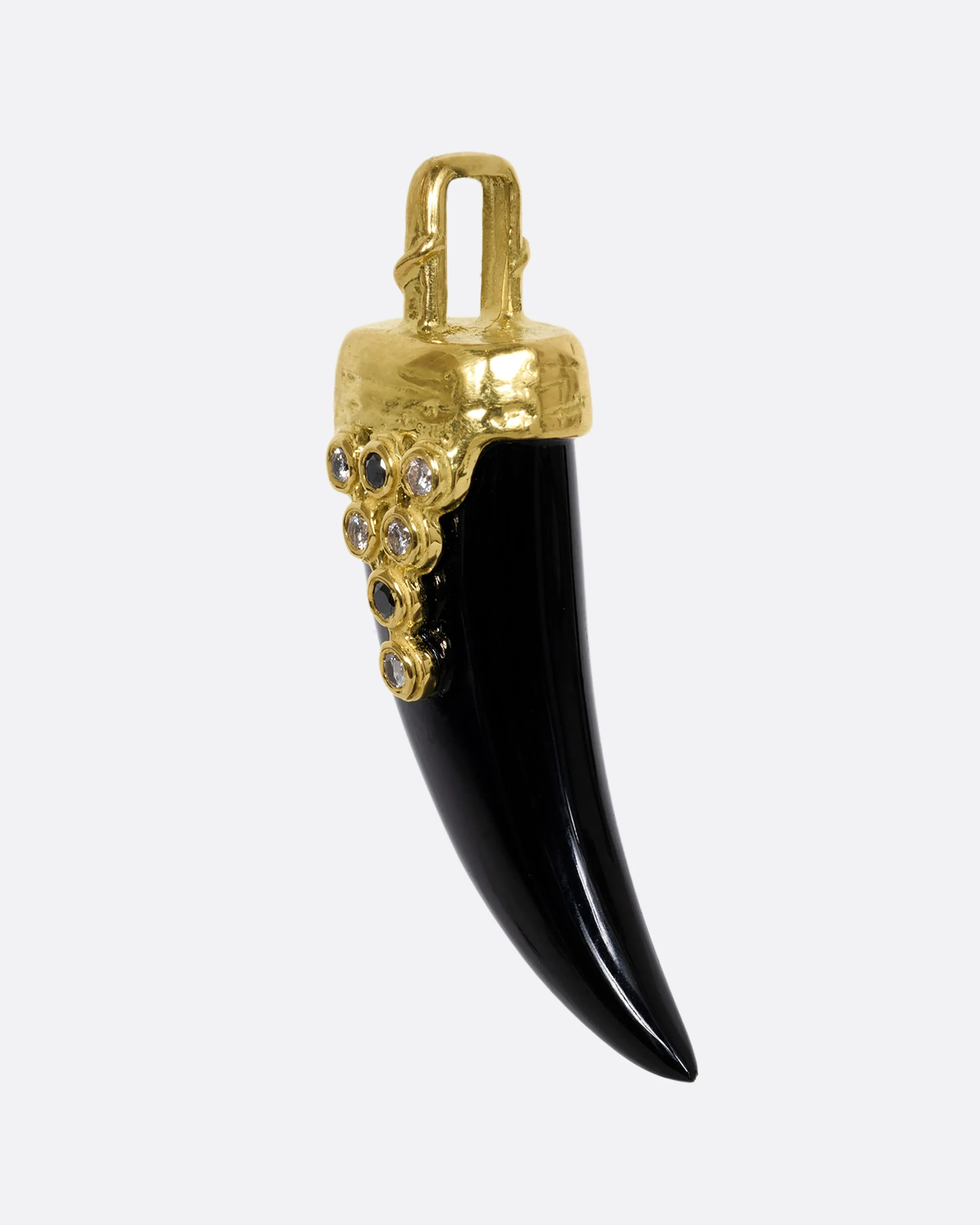 Luck Horn Onyx and Diamond Charm