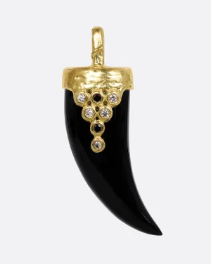 Luck Horn Onyx and Diamond Charm