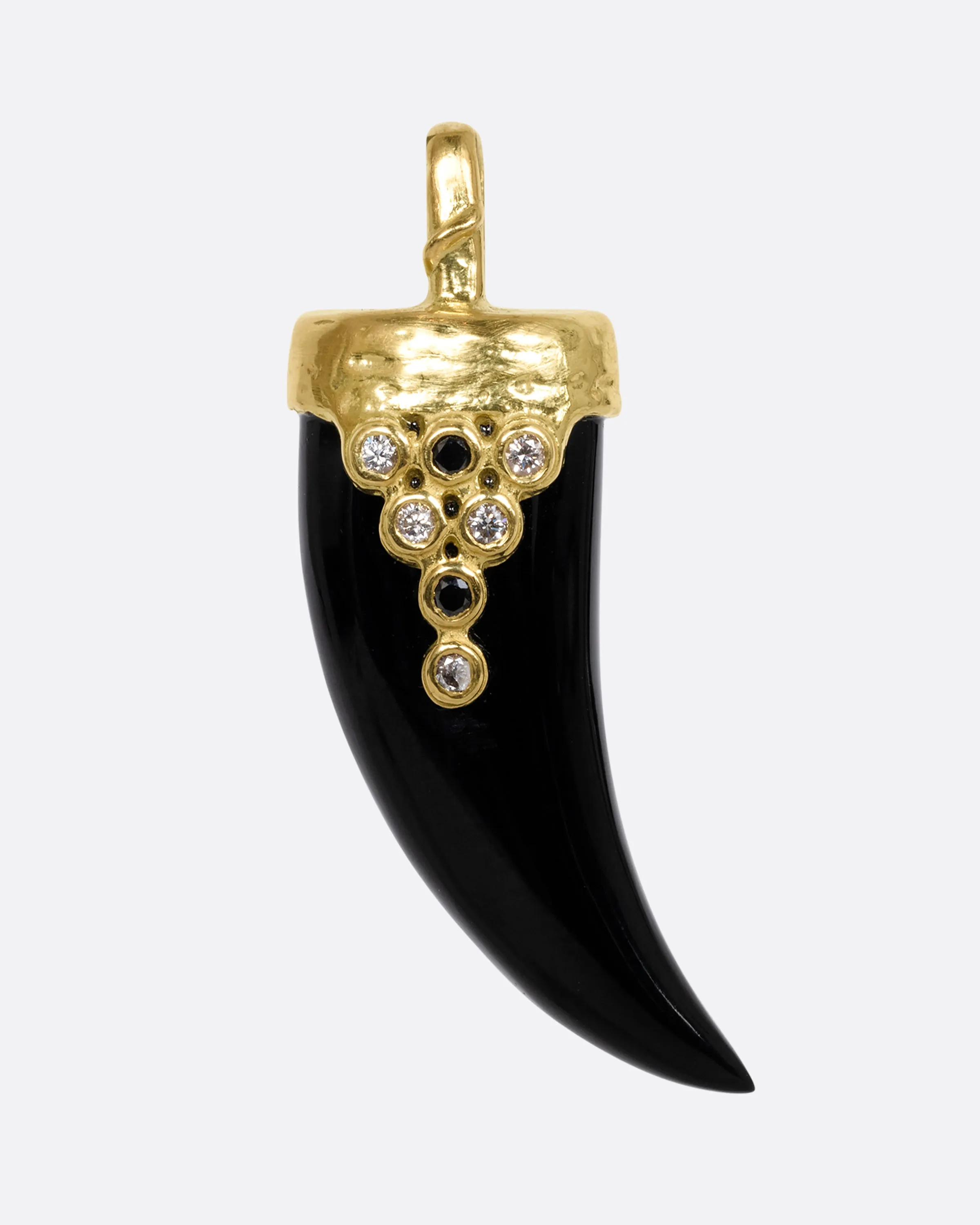 Luck Horn Onyx and Diamond Charm